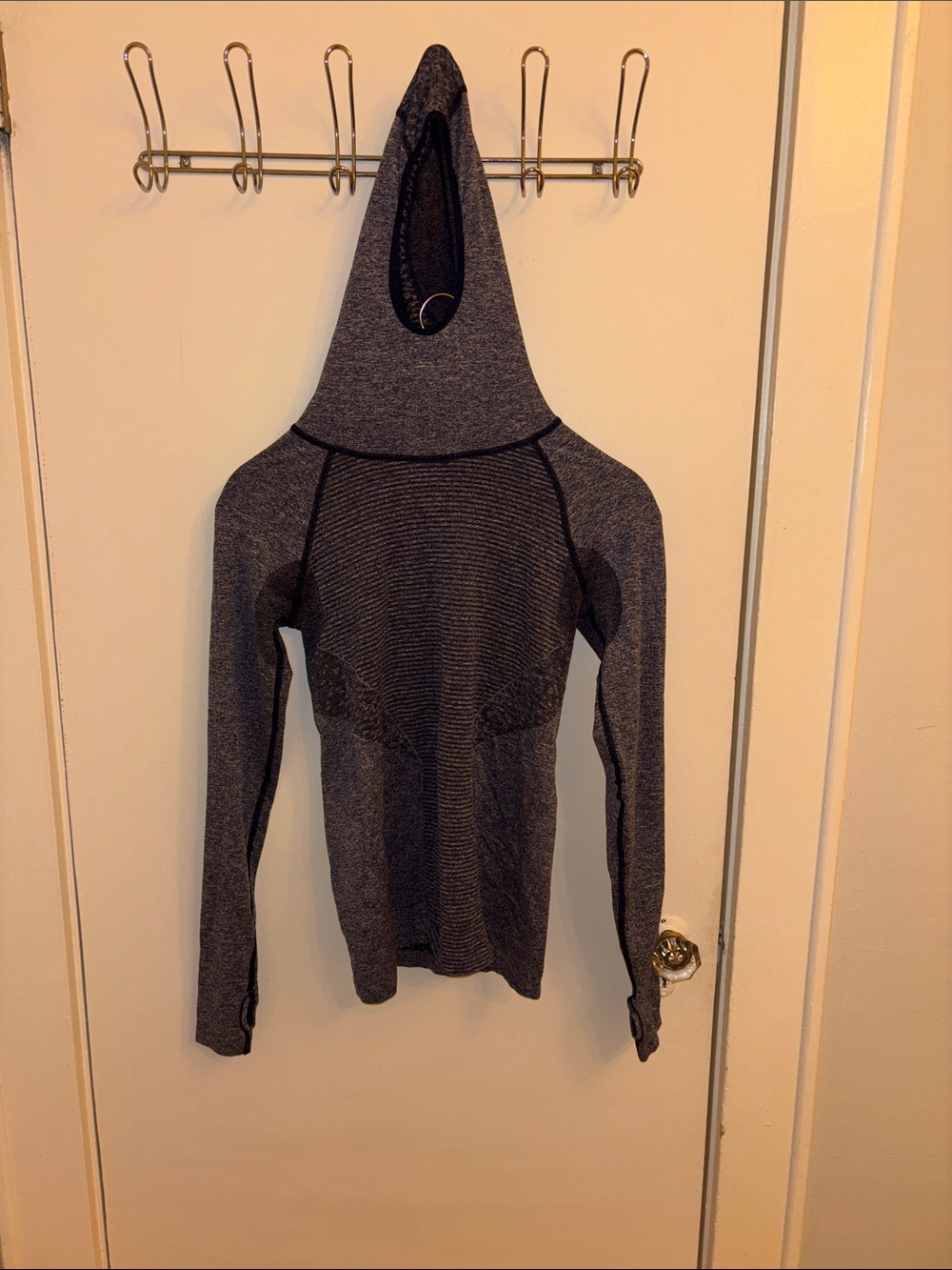 New Balance Navy and Grey Melange Hooded Running Shirt